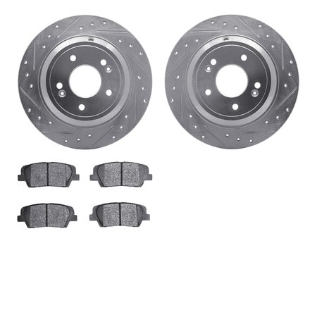 DYNAMIC FRICTION CO 7502-03068, Rotors-Drilled and Slotted-Silver with 5000 Advanced Brake Pads, Zinc Coated 7502-03068